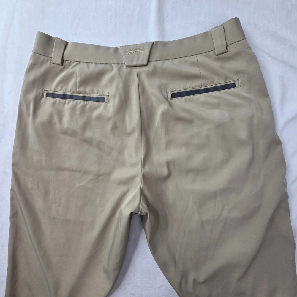 Slazenger Golf Pants Mens W32 L32 Tan Khaki Performance Flat Front‎ Excellent